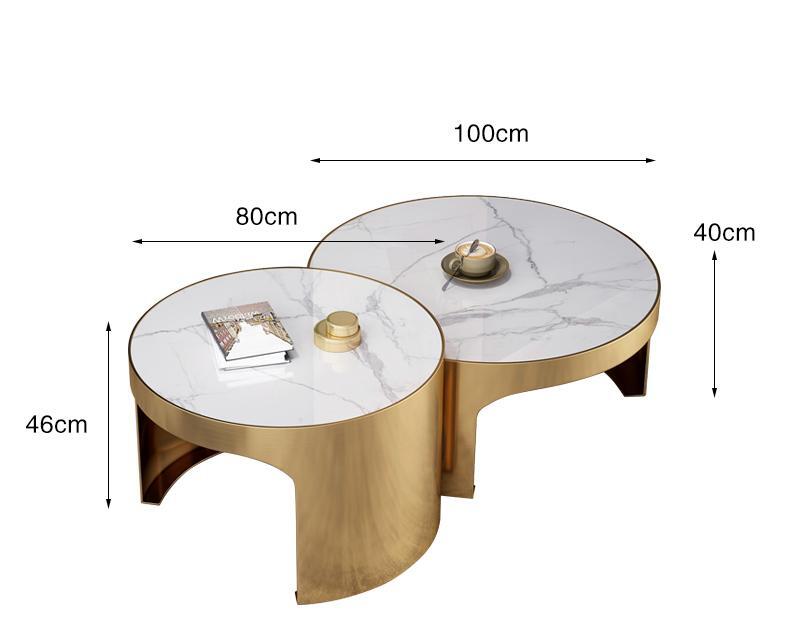 GXY6005 luxury living room stone marble top gold stainless steel round coffee table set  contemporary living room furniture gold stainless steel coffee tables contemporary living room furniture,coffee table side table set,gold coffee table,stainless steel furniture