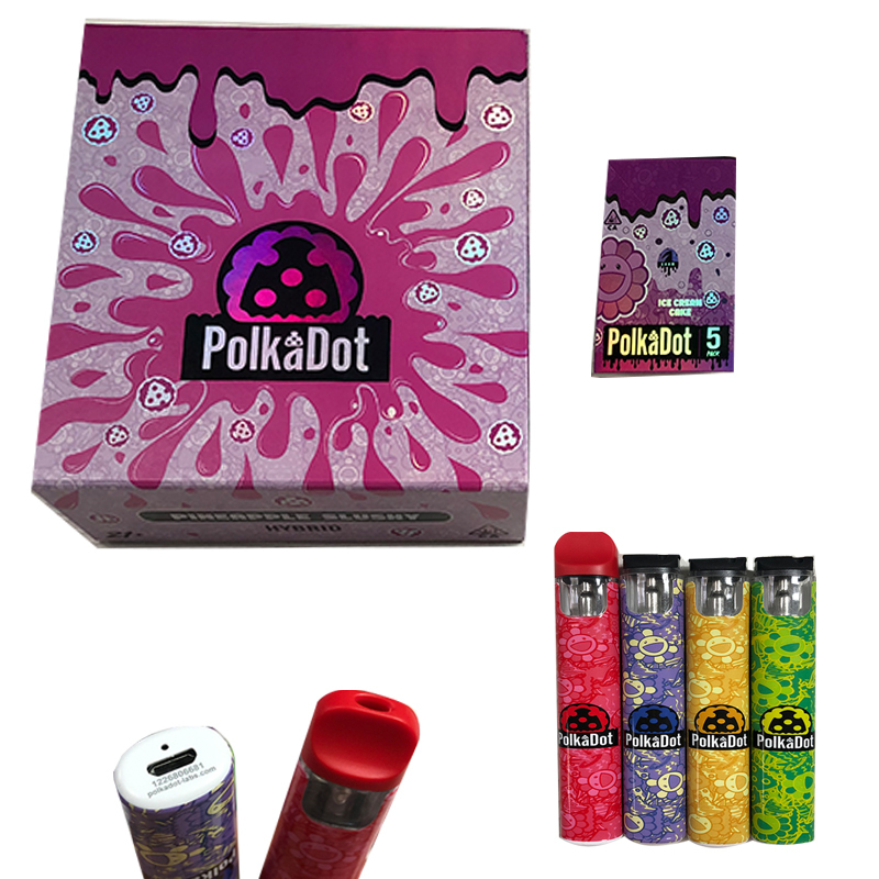 Polka Dot Disposable Vape Pen Cartridge Rechargeable 260mah Vaporizer Empty  1.0ml Cart with Package Box