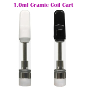 Vape Cartridge 1.0ml Ceramic Cell Cart Atomizer 510 Thread Empty Thick Oil Cartridges Glass Tube Vapes Pen White Black Screw Tip Carts with Foam Packaing