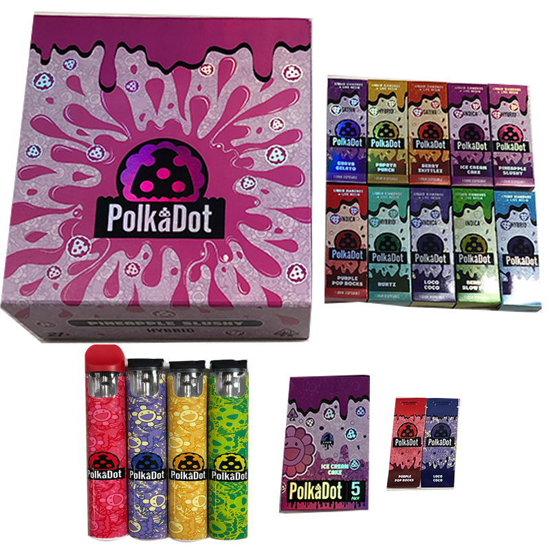 Polka Dot Disposable Vape Pen Cartridge Rechargeable 260mah Vaporizer Empty  1.0ml Cart with Package Box