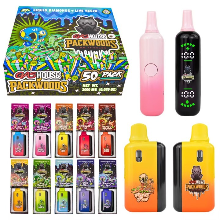 Gashouse Packwoods V2 Disposable Vape Pen 2000mg Liquid Diamonds Live Resin LED Screen 10 Flavors USA Stock - topvapesupply.com Gashouse Packwoods V2 Disposable Vape Pen 2000mg Liquid Diamonds Live Resin LED Screen 10 Flavors USA Stock - topvapesupply.com