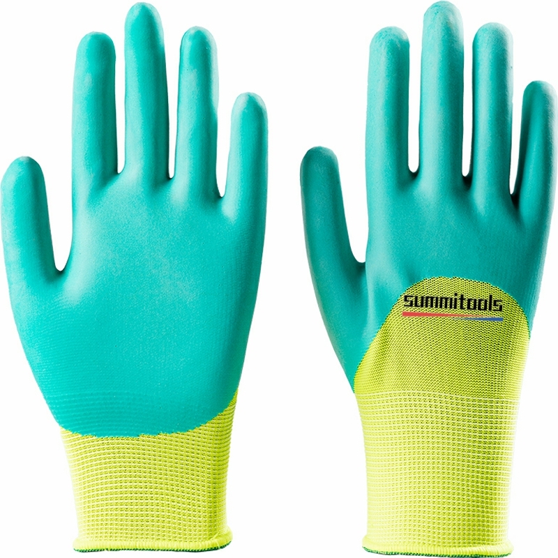 15 gauge nylon seamless shell latex coated anti-cut safety gloves