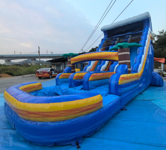 Tropical Wave Inflatable Water Slide For Commercial Rental Events