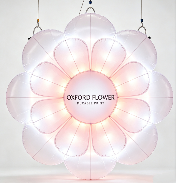 Flower Hanging LED Inflatable With Central Custom Print Panel