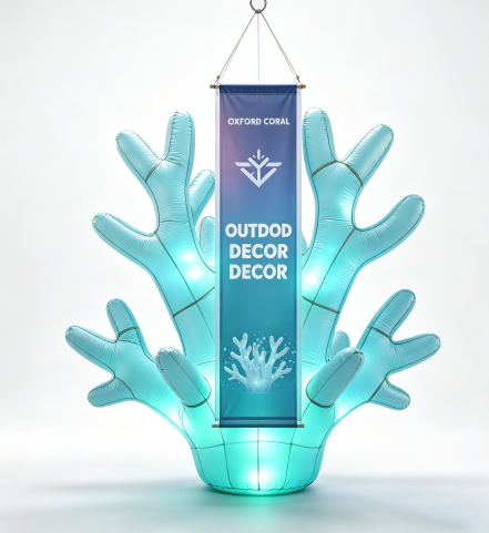 Coral LED Inflatable Decor With Custom Vertical Banner