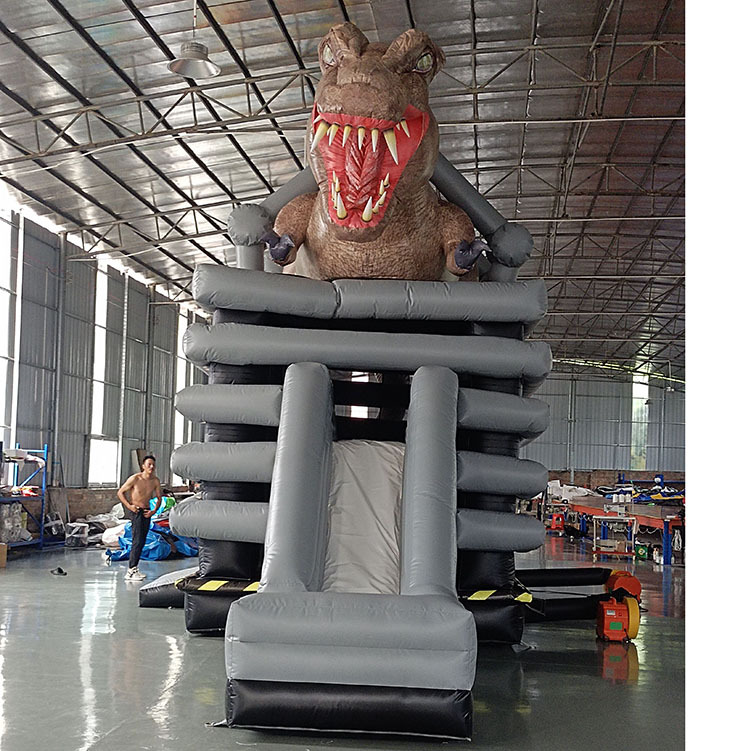 gray black bounce with slide Customized big dinosaur  on the inflatable slide bounce house top new design wall for gray black bounce with slide large gray black bounce with slide,inflatable slide bounce house