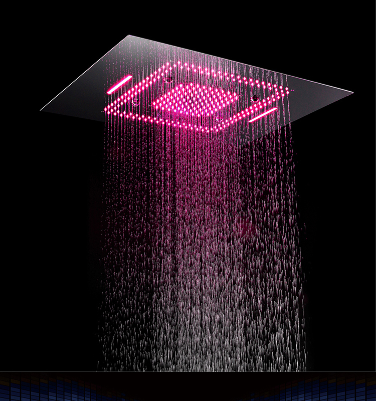 HIDEEP Bathroom Remote Control LED Lights 304 Stainless Steel 600*800mm Rainfall Waterfall Mist Embedded Ceiling Mounted Shower Head