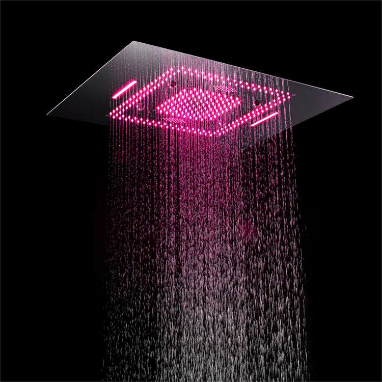 Music 600*800mm LED shower head constant temperature main body ceiling embedded rain waterfall mist bathroom shower faucet set