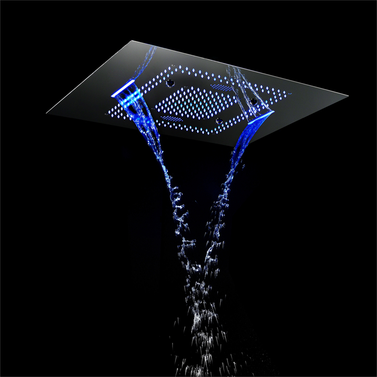 Music 600*800mm LED shower head constant temperature main body ceiling embedded rain waterfall mist bathroom shower faucet set