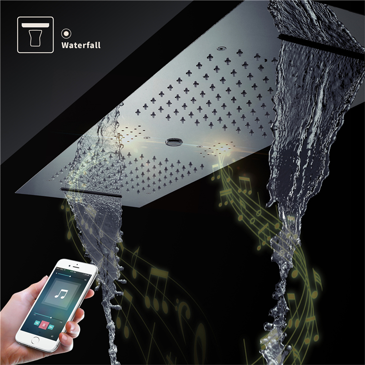 ﻿Ceiling Mounted SUS304 Stainless Steel  36*12 inch Music LED Shower Heads  Rainfall Waterfall Column 3 Function Bathroom Shower System