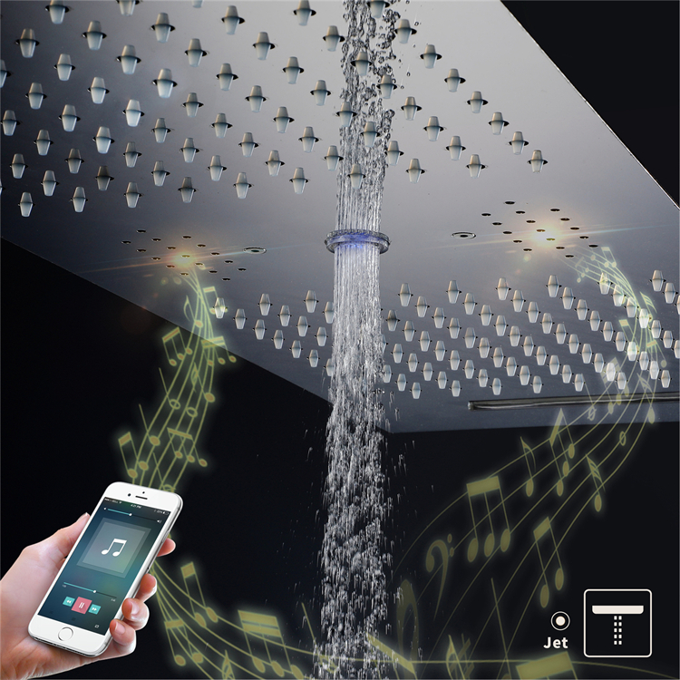 ﻿Ceiling Mounted SUS304 Stainless Steel  36*12 inch Music LED Shower Heads  Rainfall Waterfall Column 3 Function Bathroom Shower System