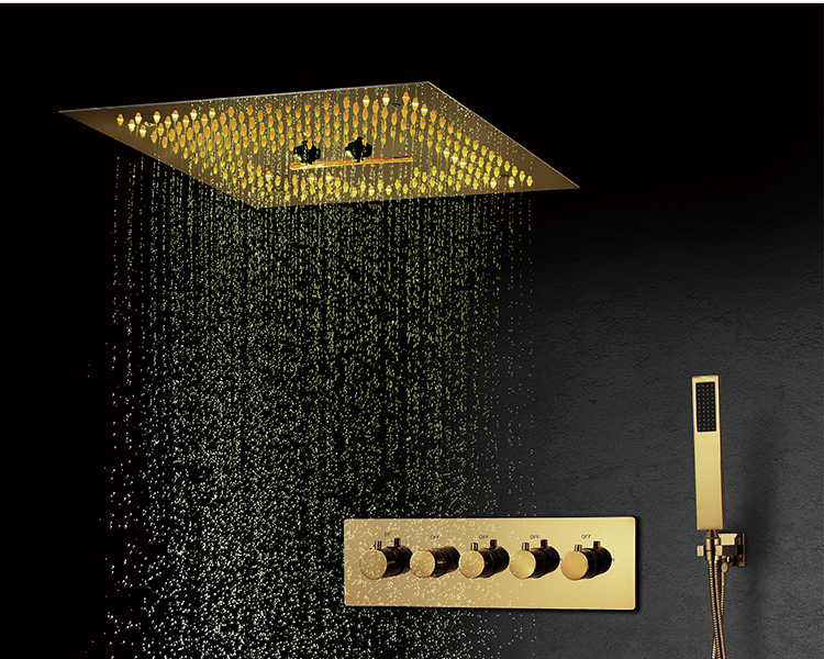 HIDEEP Chrome/Black/Gold Ceiling Embedded 400*400mm Shower Head Wall Mounted Thermostatic Main Body Bathroom Led Shower Faucet