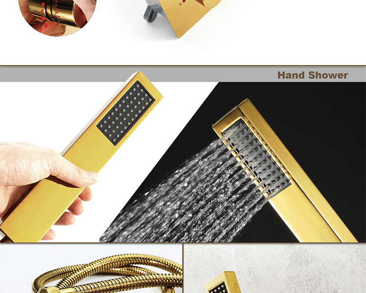 HIDEEP Chrome/Black/Gold Ceiling Embedded 400*400mm Shower Head Wall Mounted Thermostatic Main Body Bathroom Led Shower Faucet