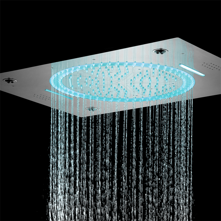 ﻿Ceiling Mounted SUS304 Stainless Steel 600*800mm Music LED Shower Head 4 Function Bathroom Shower System