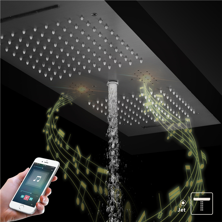 Music LED Shower 36*12 Inch Ceiling Embedded Rain Mist Waterfall Thermostatic LED Music Shower Faucet Set System