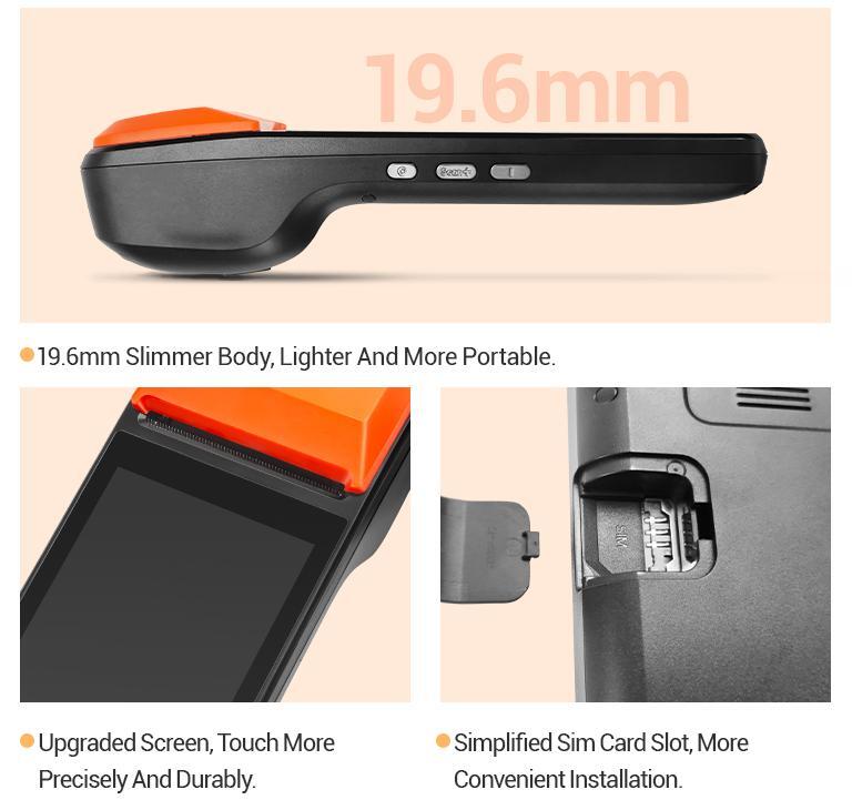 Handheld Android POS terminal with printer optional NFC