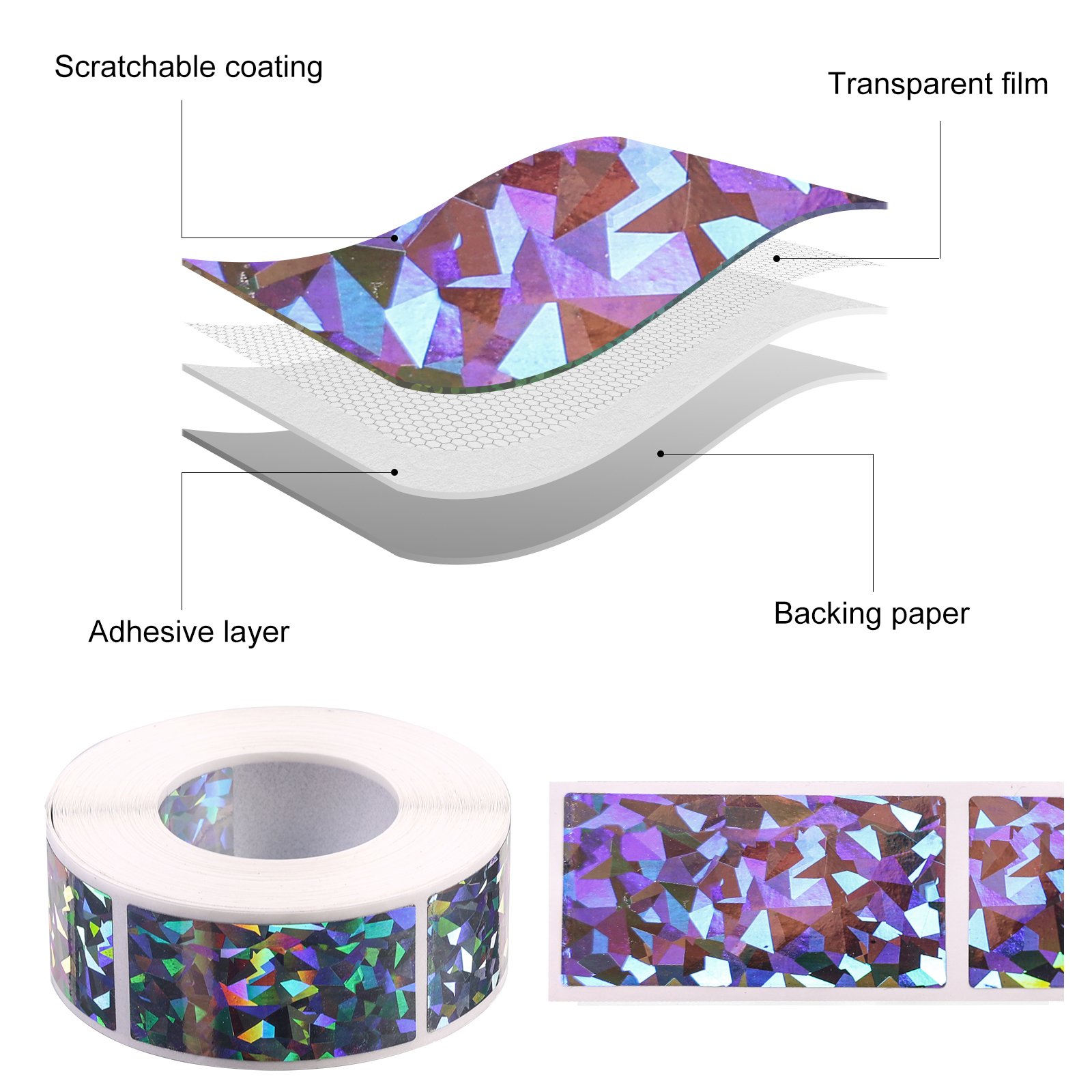 250 Pack Silver Hologram Scratch Off Stickers - DIY Labels For Parties, Weddings & Events - View #6