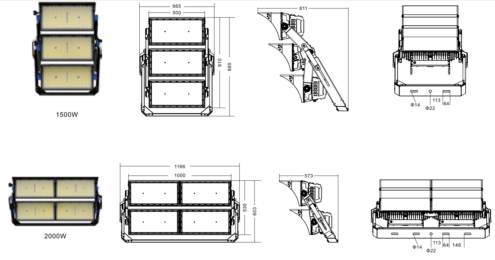 LED sport stadium light 1500w 2000w max led flood light reaction training light indoor cricket stadium light