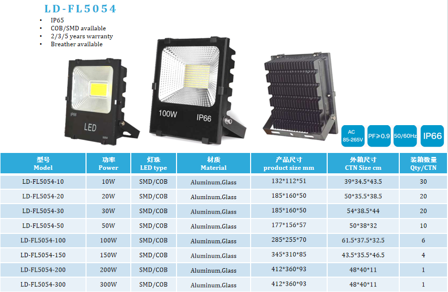 LED Flood light LD-FL5054 IP65 IP66 COB SMD