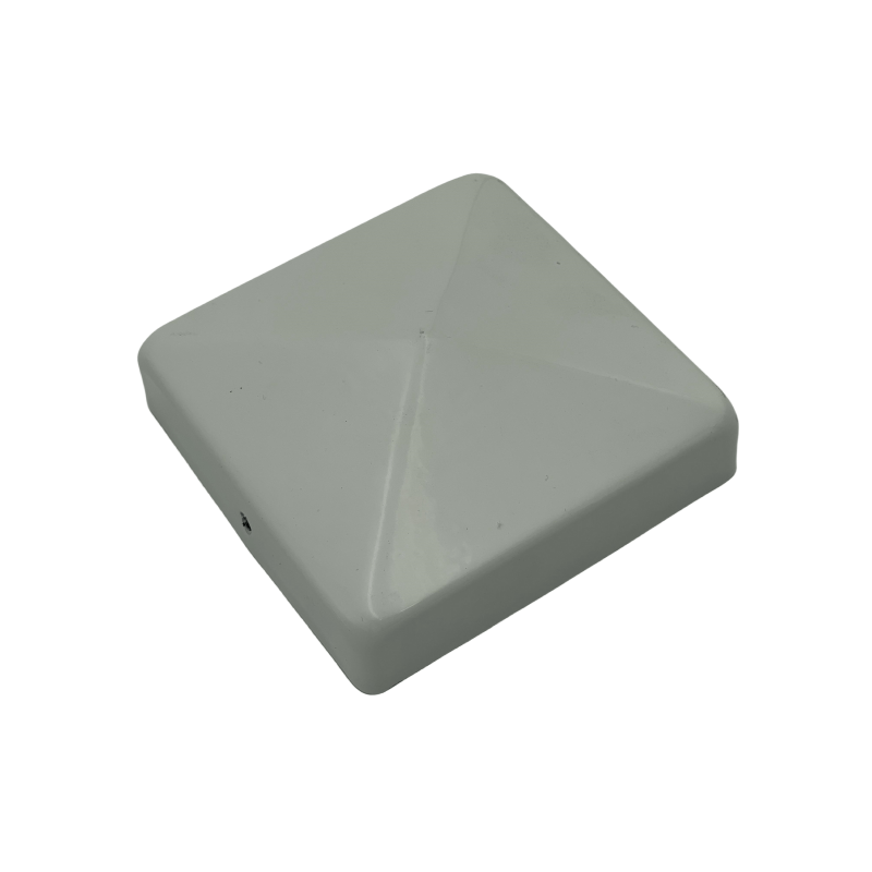 Galvanized Metal Pyramid Fence Post Cap 4x4 White Color Powder Coated
