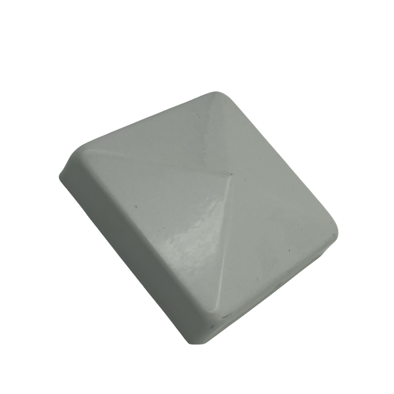 Galvanized Metal Pyramid Fence Post Cap 4x4 White Color Powder Coated