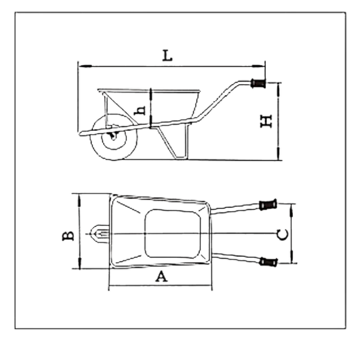  100L Galvanized Tray With 4.00-8 Pneumatic Wheel  
