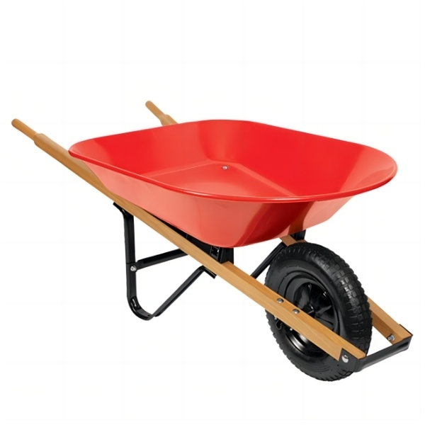 Strong Wheel Barrow WB7204, 5 cu.ft 78L Steel Tray, With 3.50-8 Pneumatic Wheel,Wooden Handle