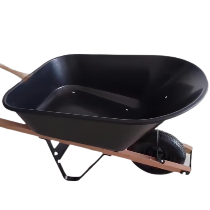  6 cu.ft 100L Plastic Tray, With 16X4.00-8 Pneumatic Wheels,Wooden handle
