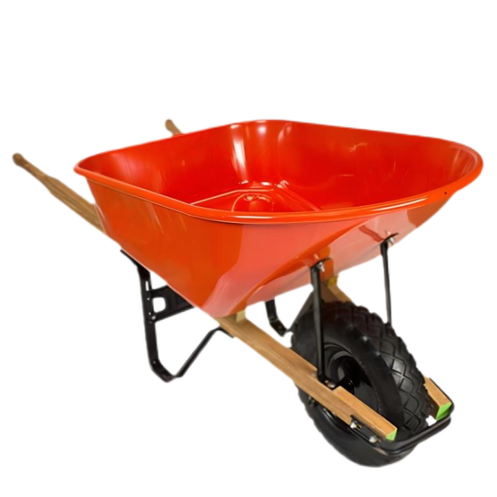 Strong Wheel Barrow WH7840, 6 cu.ft 100L Steel Tray, With 16X4.80/4.00-8 Pneumatic Wheels,Wooden Handle