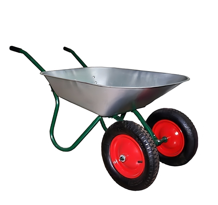 Wheel Barrow WB6204S, 5 cu.ft 65L Galvanized Steel Tray, With 3.00-8 Two-Pneumatic Wheel