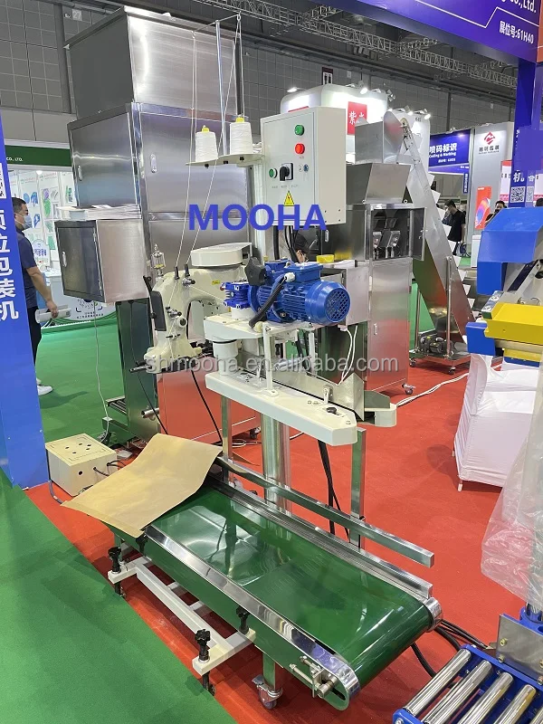 500g~50kg semi automatic Grain fertilizer beans rice Granule filling bagging Machine With Bag Sewing Machine 