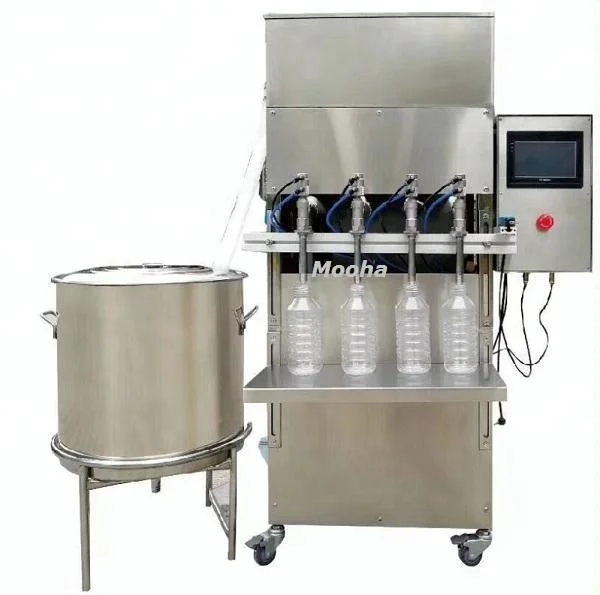 10~1000ml Liquid Water Bottle Filling Machine 4 Heads Alcohol Bottling Machine 