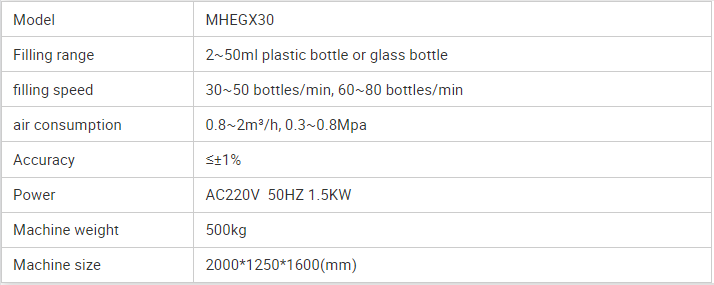 MHEGX30 2~50ml Liquid Oil Small Bottle Filling Capping Machine 