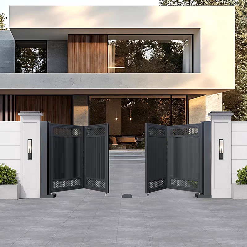 Curated visual reference: High End Penthouse Garden Courtyard Design Inspiration Reference: High End Intelligent Floating Folding Courtyard Gate Aluminum Alloy