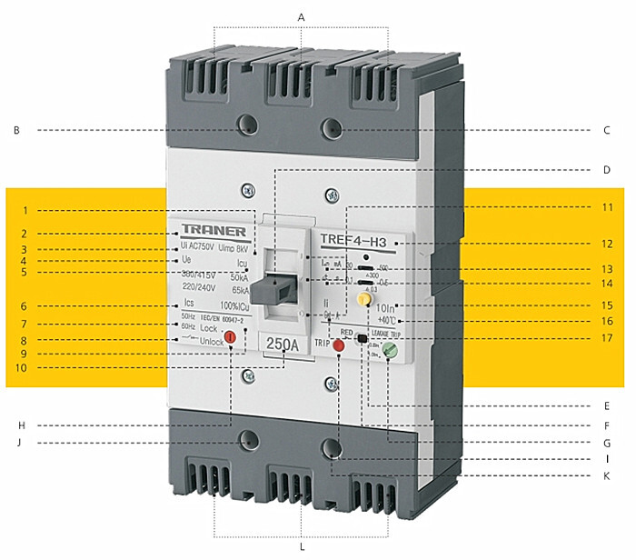 TRANER MCCB Circuit Breaker TREF2-125 Earth Leakage Breaker 4P 15A-125A IEC/EN 60947 2