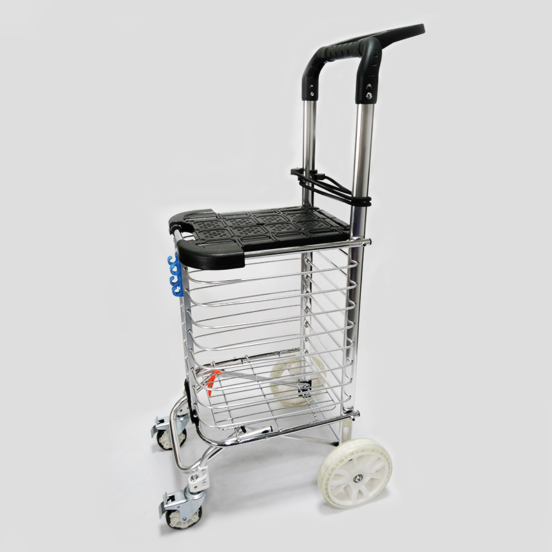 4 Wheels Folding Shopping Carts with Seating Lid