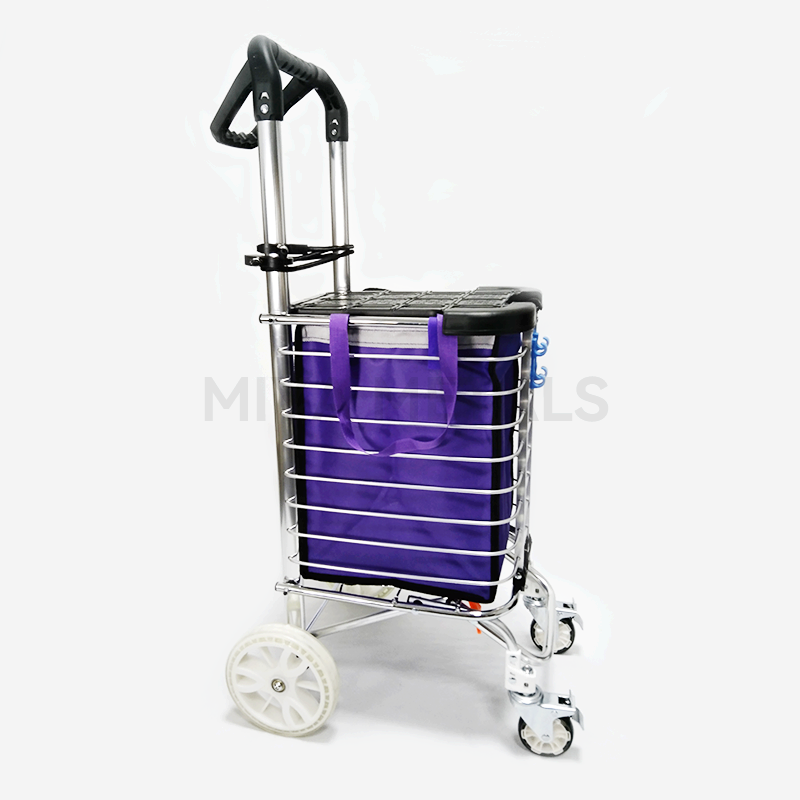 4 Wheels Folding Shopping Carts with Seating Lid