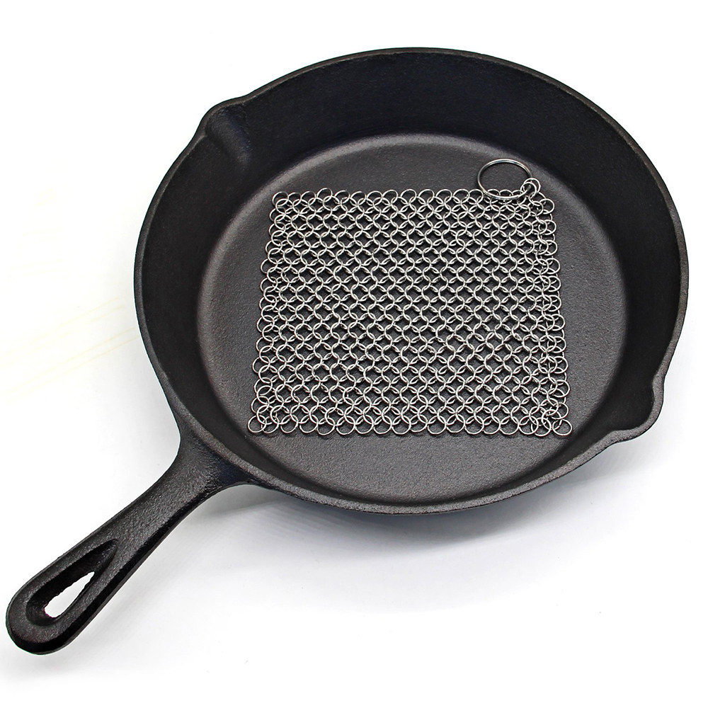 Cast Iron Scrubber Kitchen Cleaner Rust Pot Pans Cleaning Scrubber Steel Rust Remover Scraper Brush Kit Metal Cleaning Brush