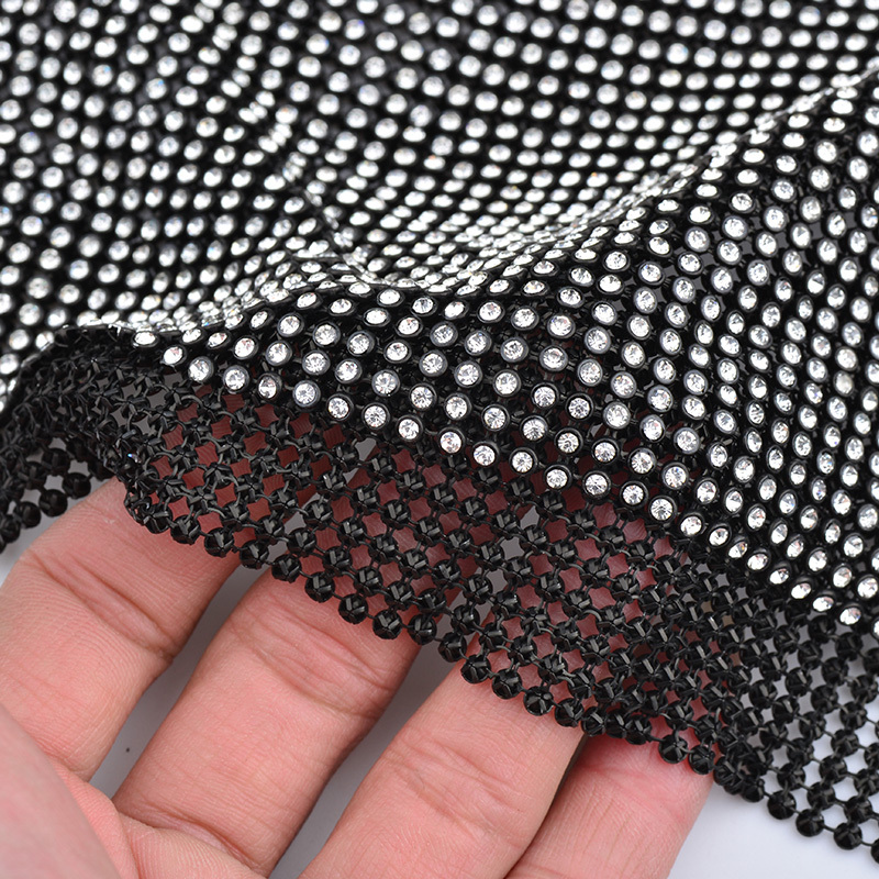 45x120cm Silver Aluminum Mesh Glass Rhinestones Trim Metal Fabric Crystal Mesh Banding Sewing Strass Applique for Jewelry