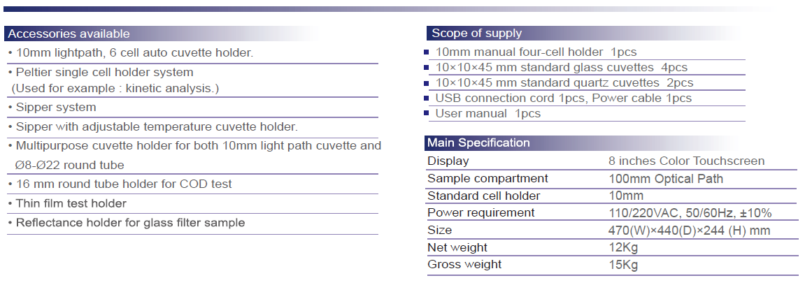 SP-UV300 UV-VIS Spectrophotometer Ultraviolet and Visible Spectrophotometer