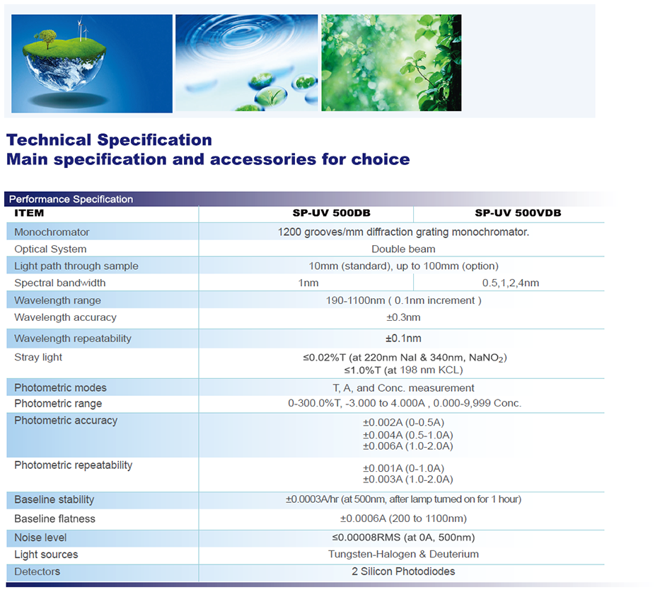 SP-UV 500 Ultraviolet and Visible Spectrophotometer UV-VIS Spectrophotometer