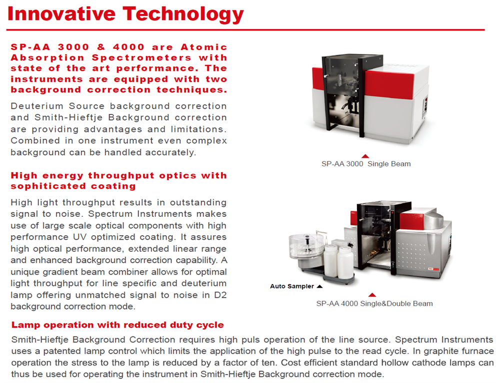 Flame AAS instrument SP-AA 3000 Atomic Absorption Spectrometer (AAS) analysis instrument