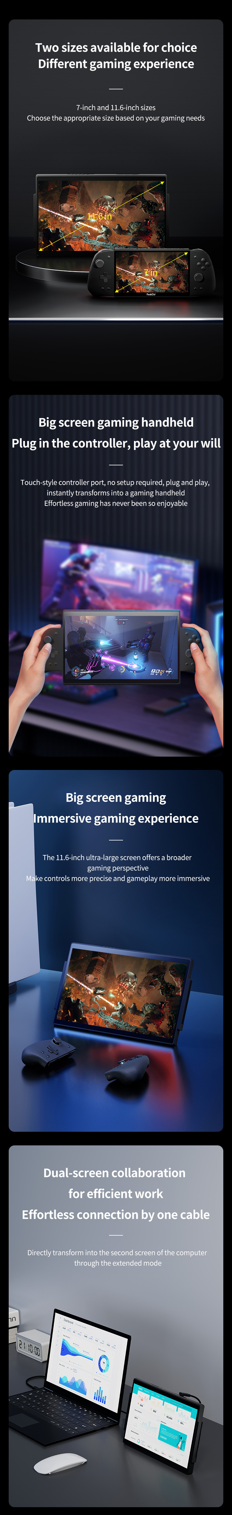 PeakDo 7 Inch / 11.6 Inch mm-Wave Handheld Gaming Console Screen  Handheld,gaming handheld,Gaming Console Screen