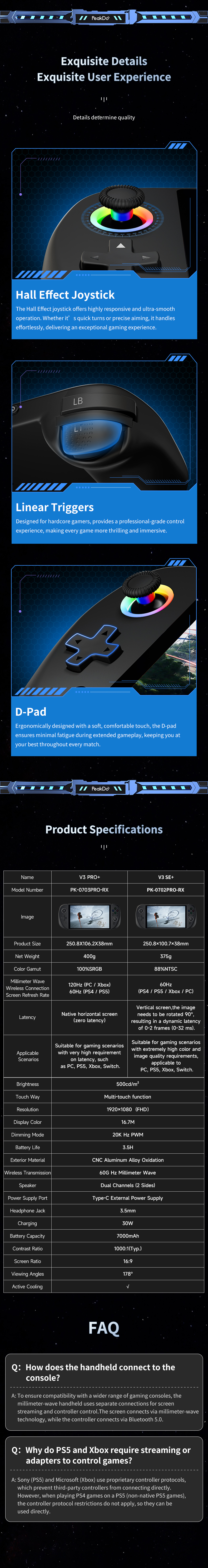 PeakDo 7" All-in-one Gaming Handheld with Linear Trigger / Hall Effect Joystick  