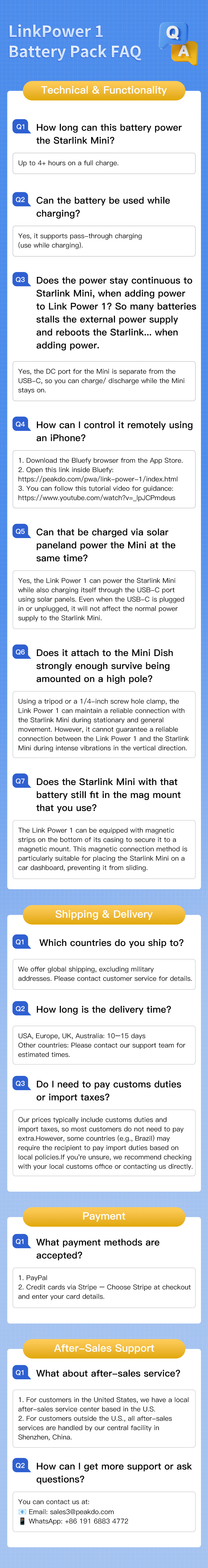 PeakDo LinkPower Power Bank and Mount for Starlink Mini  