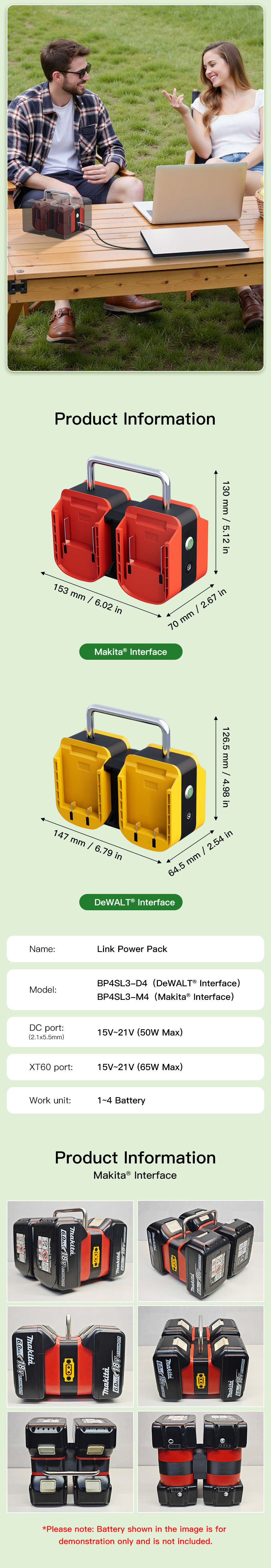 PeakDo Power Dock for Stalink Mini Compatible with DeWALT 20V / Makita 18V  