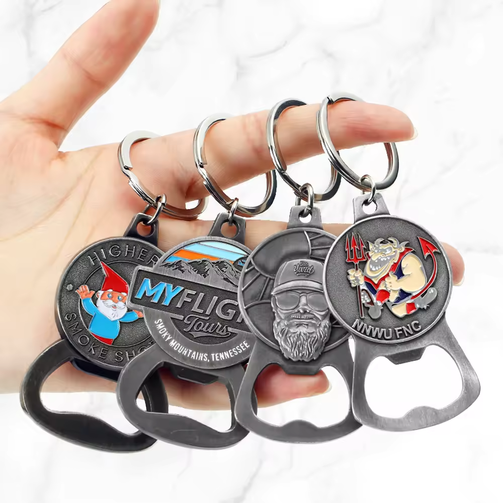 Custom Logo Metal Beer Bottle Opener Key Chain 3D Enamel