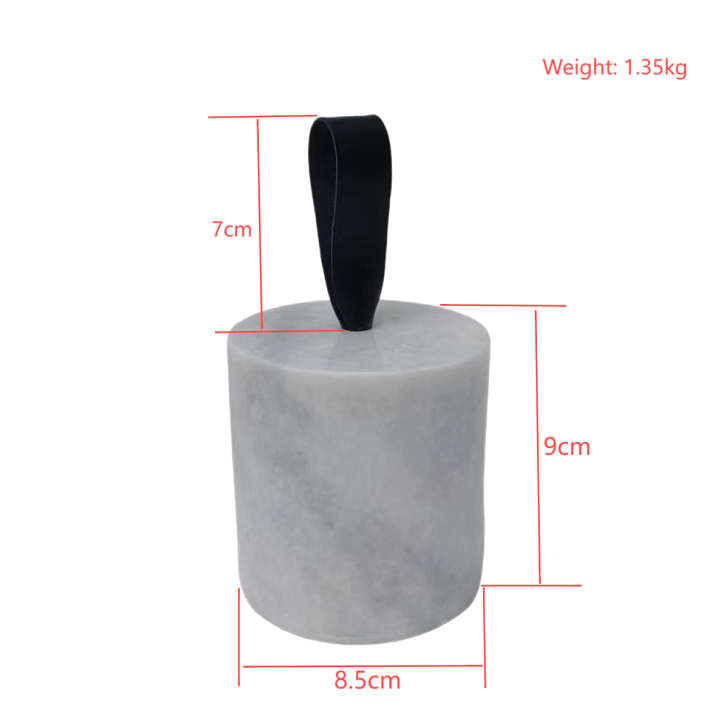 Round Real Marble Decorative Door Stop, Cute Door Stopper with PU Handle, Heavy Weighted Door Stop for Your Indoor or Outdoor Door, Heavy Door Stopper Weight/Rock for Country Home Decor Home Ornament Gift Floor Stop