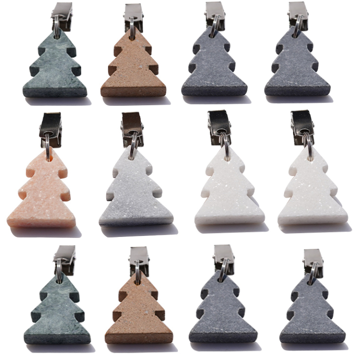 Natural Stone Marble Christmas Tree Ornament Sinker for Outdoor Garden Party Picnic Tablecloth Weights Pendants Hangers Windproof Clips