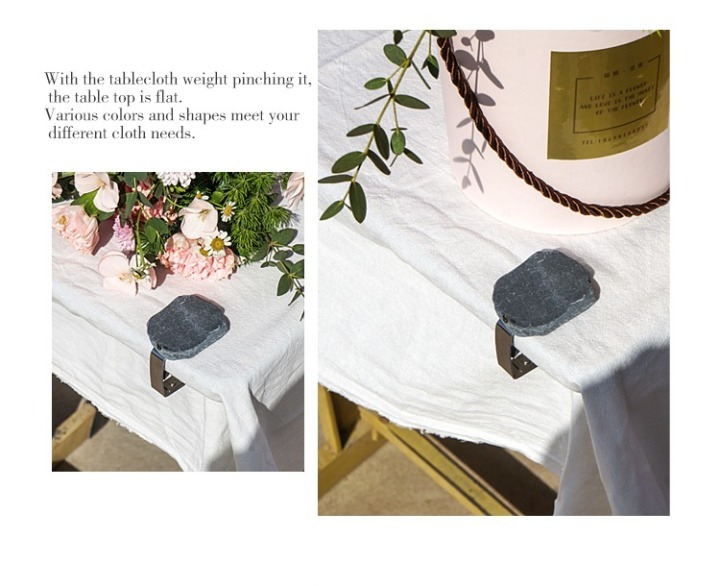 Natural Stone With Stainless Steel Tablecloth Clips Table Cloth Clamps Holder Decorative Picnic Kitchen Table Cover Clip Weight Pendant